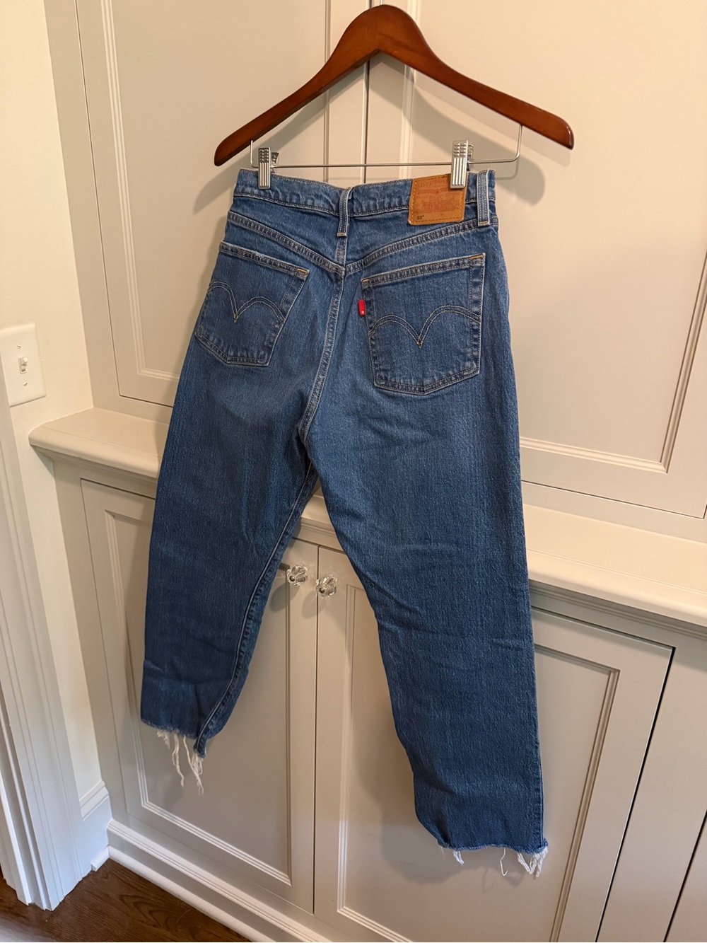 Levi's Blue 501 High-Rise Straight Jeans - Picture 3 of 7